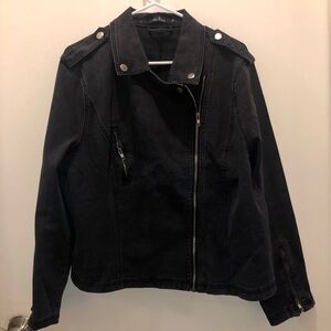 Black Denim MC Jacket with Silver Accents